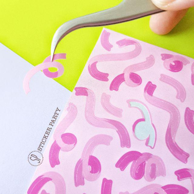 [Sticker Party] Stiker Pita Polco Deco Kpop Polaroid Warna Ungu Pink Biru Kuning Swirl-Pink (PLC-07)