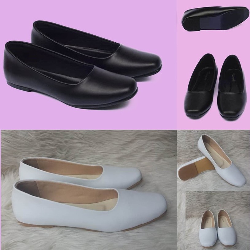 AURRA-01 FLAT SHOES BIG SIZE / sepatu pantofel wanita ukuran besar 41 42 43 44 45 jumbo ORIGINAL sepatu flat kerja kantor pns suster perawat hitam-putih