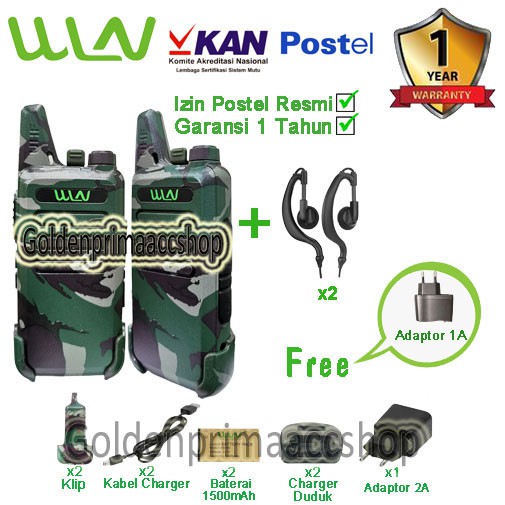 PAKET LENGKAP HT WLN KD-C1 VARIAN LORENG ( HANDSFREE + CHARGER DUDUK ) - ISI 2 PCS