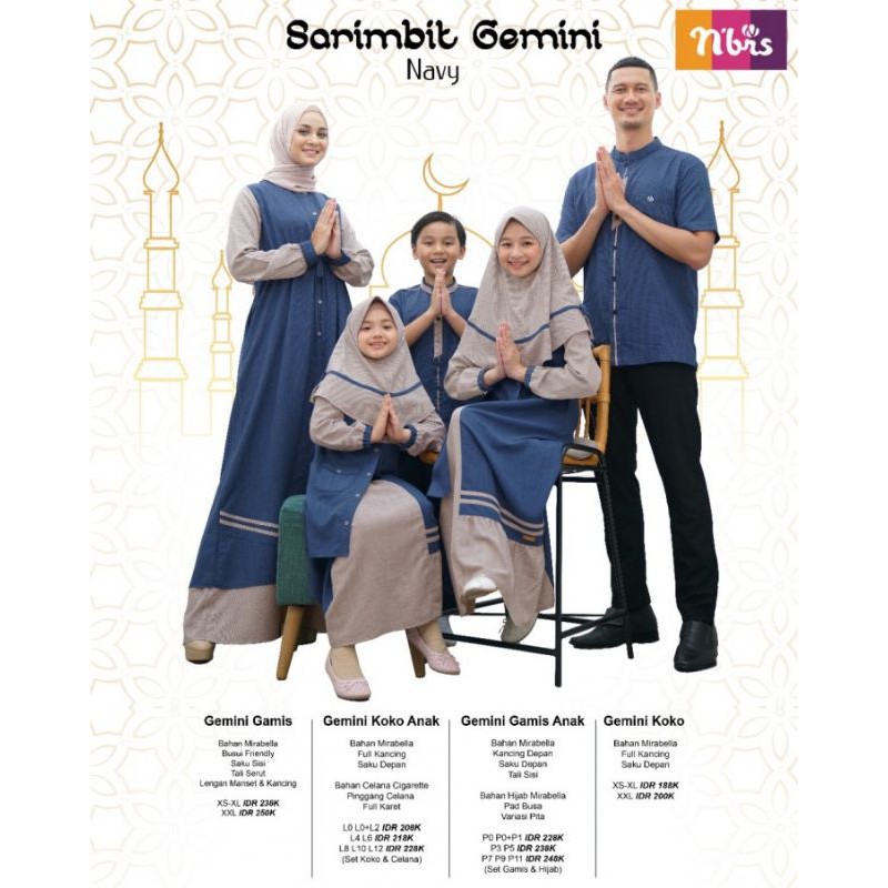 Koko Gemini Nibras Navy Cream NIBRAS TERBARU 2021 Sarimbit Nibras Sarimbit Gemini Navy dan Gemini Cr