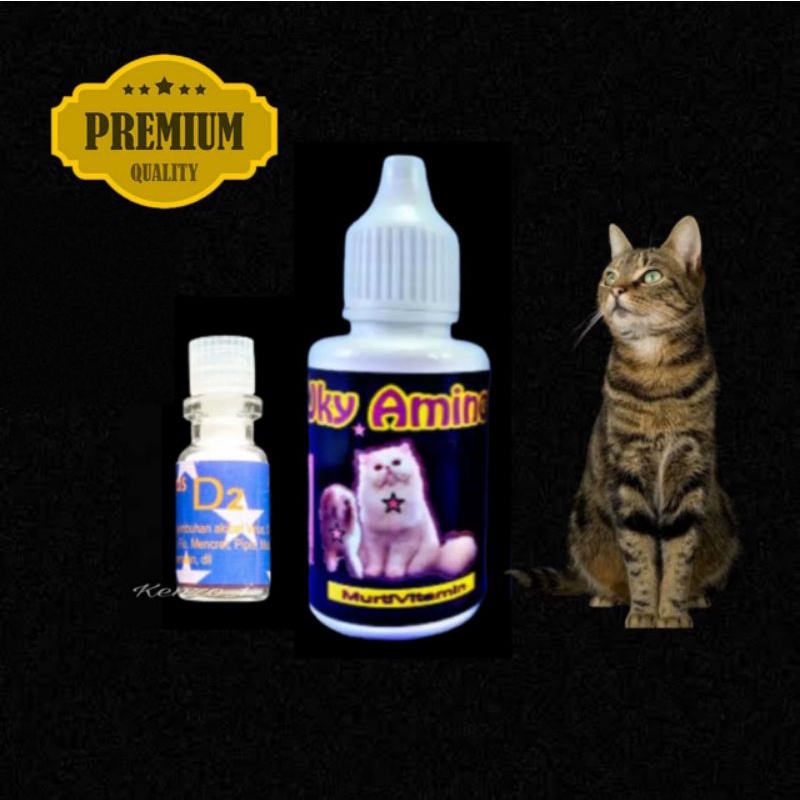 Paket Obat vitamin Kucing d2 dan Vitamin Uky Amino 30ml Original Untuk Bakteri Virus Calici Distemper Muntah Sariawan Flu Bersin Flu Cat Mencret Susah Kencing Diare Mulut Berliur Batuk Pilek Pencernaan