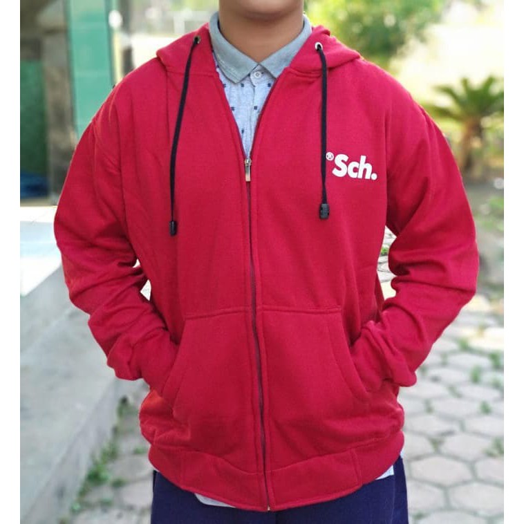 aket Zipper Hoodie RSCH Merah