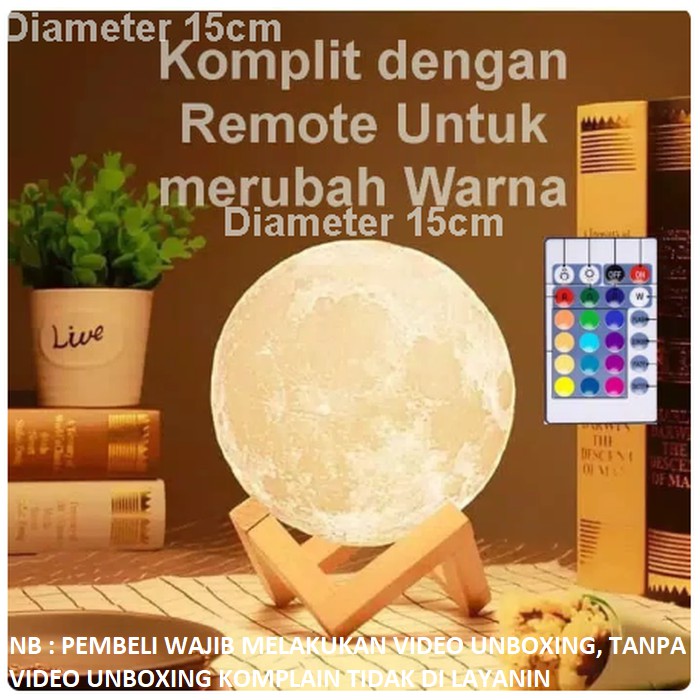 Lampu Tidur Bulan Moon 16 Warna RGB + Remote Lampu Tidur Unik