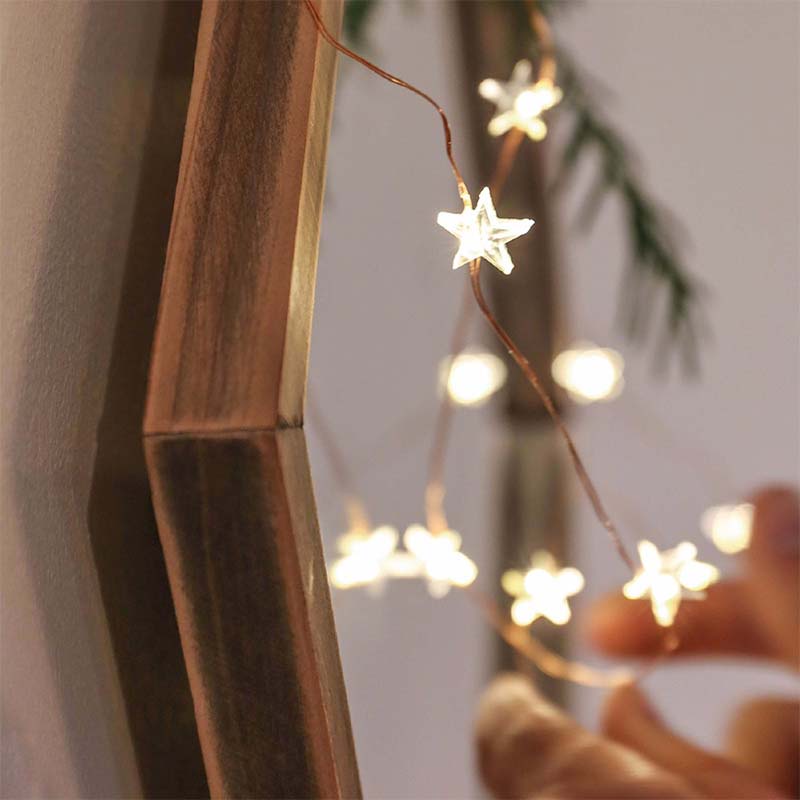 2M 20-LED Copper Wire Star String Light for DIY Glass Craft Bottle Battery Operated