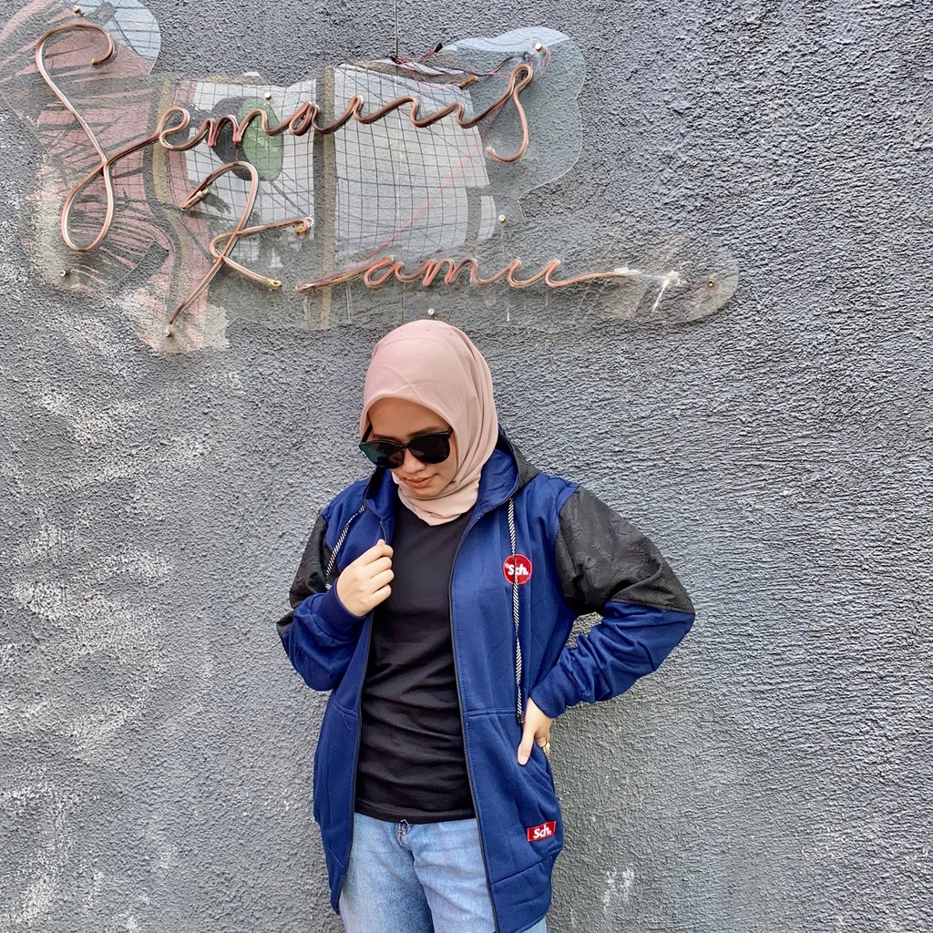 Jaket Sweater Zipper Bordir Kombinasi Qwilting NEVYS C H