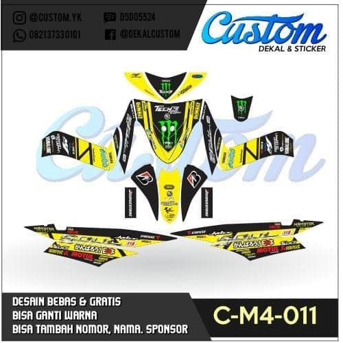 Decal Stiker Motor Mio Soul Dekal Sticker Tech3 Kuning Modifikasi