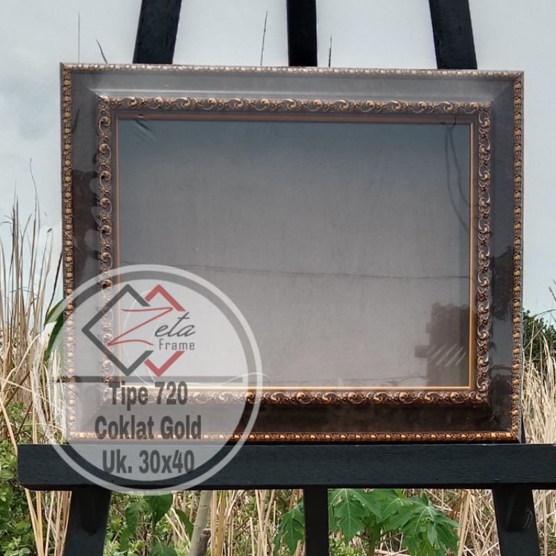 Tipe 720 Pigura Mahar Ukir Coklat Gold - Pigura 3D - Bingkai Mahar Uk. 30x40