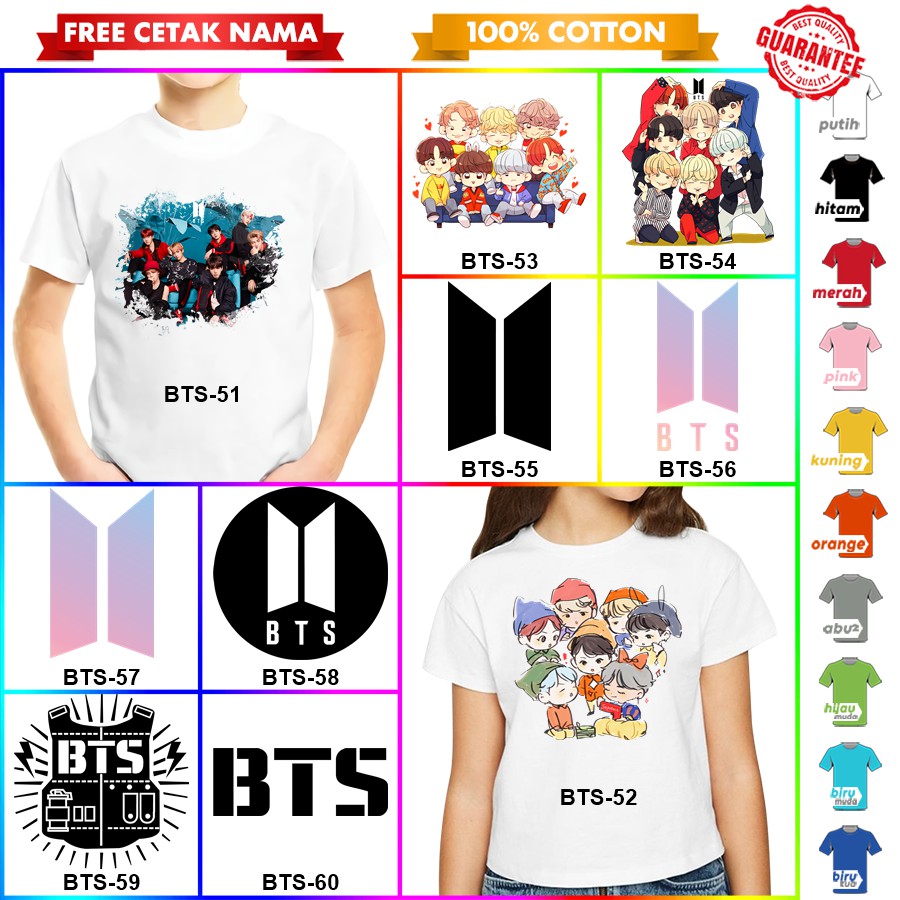 [FREE NAMA!!] Baju Kaos COUPLE ANAK DAN DEWASA BTS BANYAK MOTIF