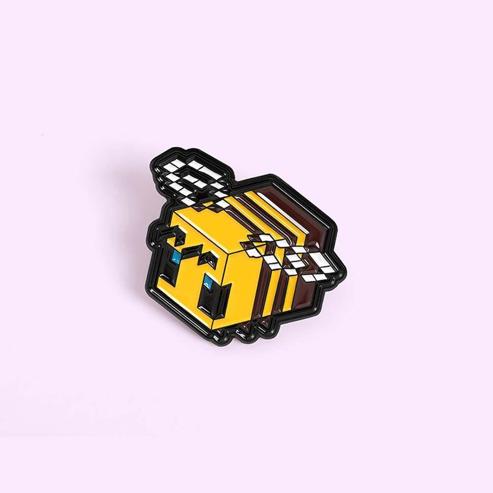 Mxbeauty Pixel Lebah Bros Lucu Kartun Karakter Permainan Duniaku Lencana Pin Kerah Pin Enamel Pin