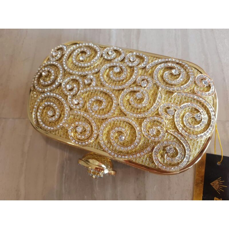 Tas Pesta Farnell Clutch Crystal Swarovsky Berlian 2582 Kondangan Bling Kristal Mewah