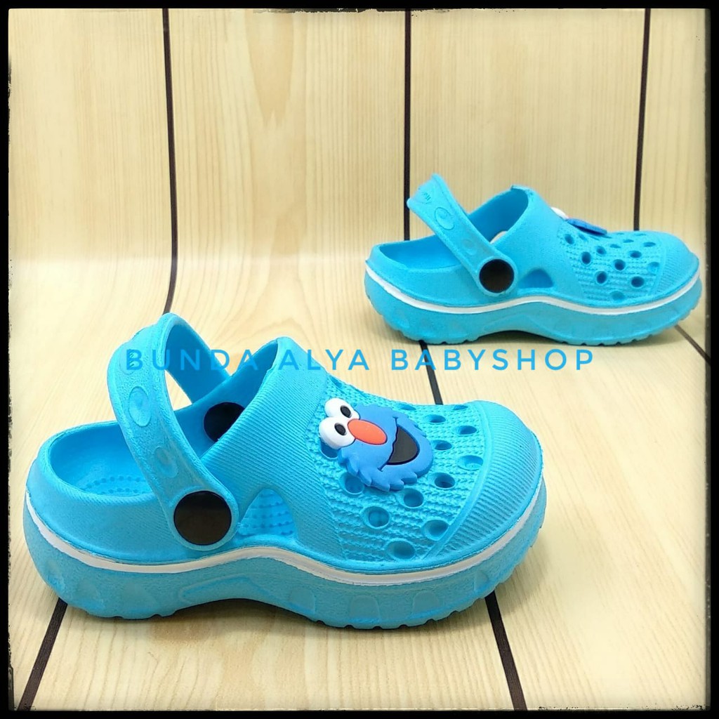 Sandal Anak Laki Karet Usia 6 Bulan 1 Tahun BIRU Lentur- Sendal Anak Cowok Cewek Motif Kartun Lucu Size 18 - 23