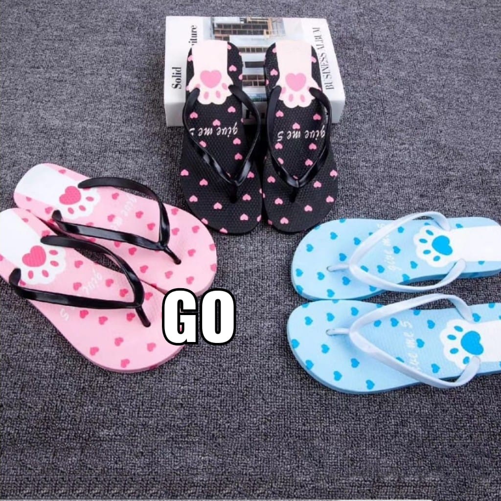 sogo Import GIVE ME LOVE Sandal Wanita Murah Japit Casual Teplek Sendal Cewek Flat Jepit