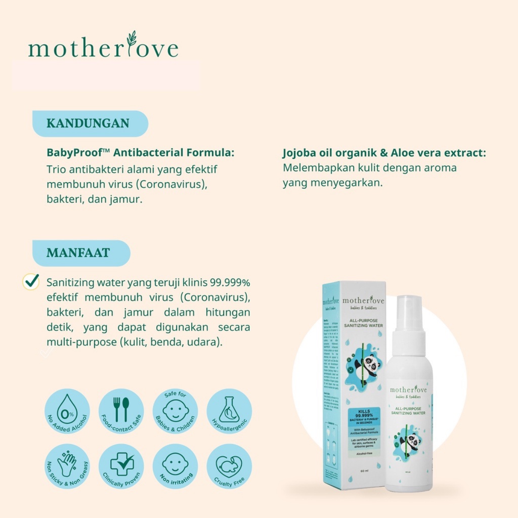 [PROMO] Motherlove All-Purpose Sanitizing Water Sanitizer Bayi dan Anak 60ml