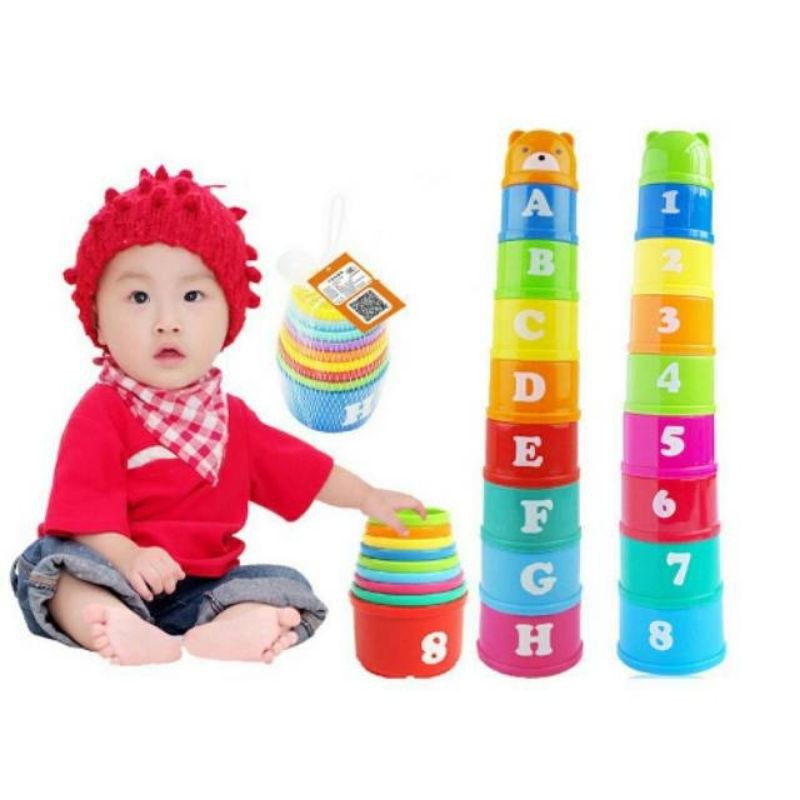 Stacking Toys Stacking Cups Cup Mainan Susun Bayi Mainan Edukasi Bayi Gelas Susun