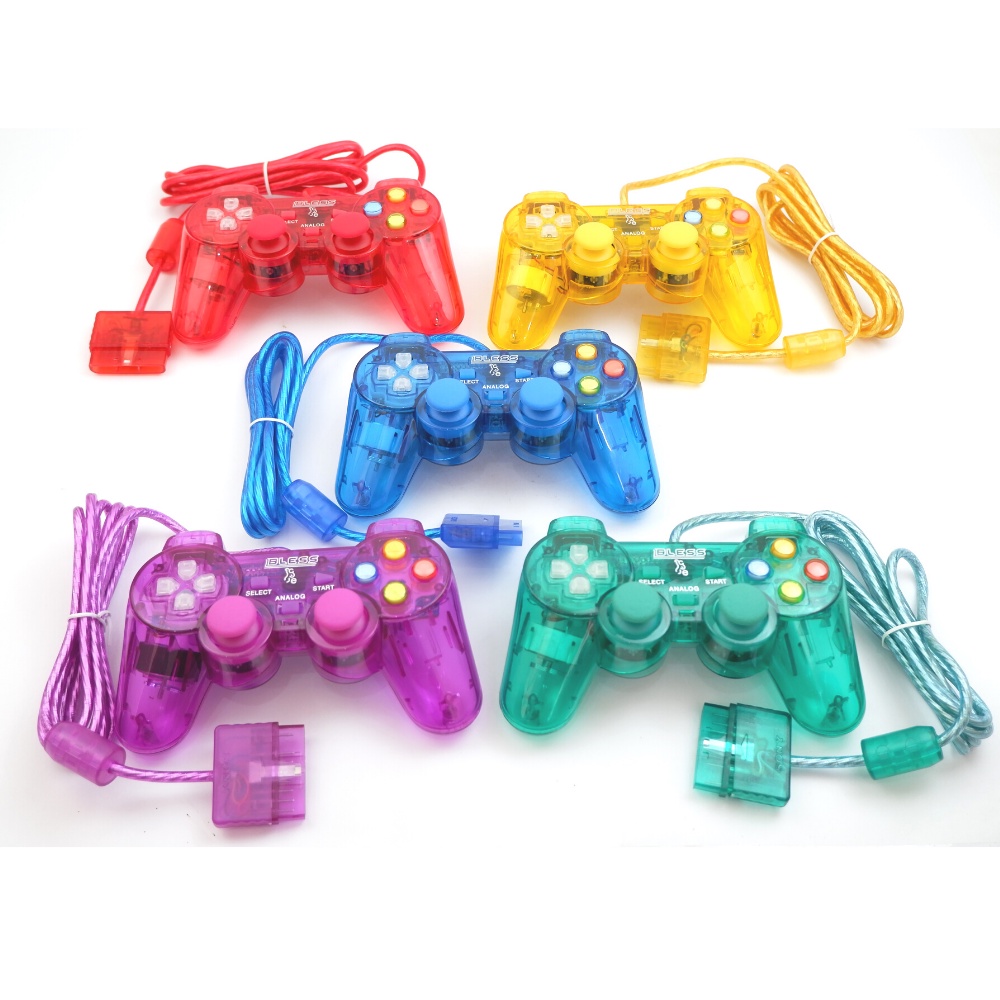 Stick stik ps2 tw kabel serat joystik ps warna - warni transparan lampu