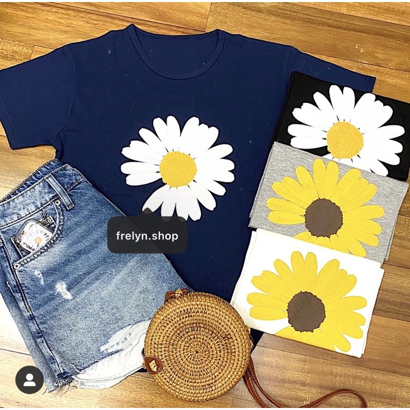 DAISY FLOWER OVERSIZE HITAM PUTIH NAVY ABU MOCCA  BAJU 