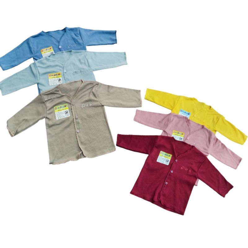Airin baju bayi baru lahir polos panjang tangan (6 pcs)