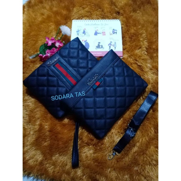 tas selempang Clutch ggc+mmcTali tangan + tali selempang size 28x18cm