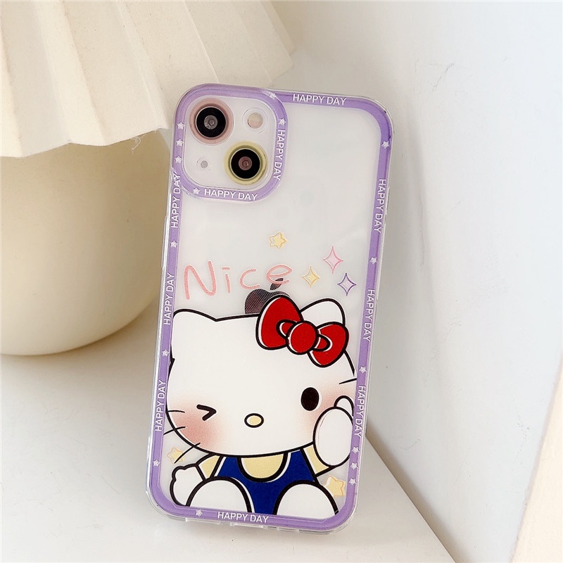 Soft Case Pelindung Lensa Kamera Bahan Silikon Motif Kartun Hello Kitty Untuk Iphone 13 12 11 Pro Max Se 2020 X Xr Xs Max 7 8 Plus