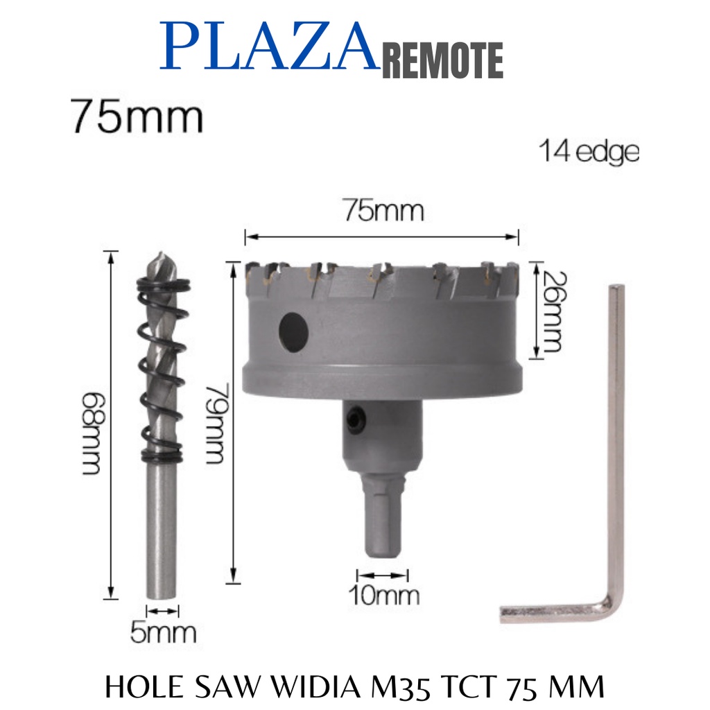 MATA BOR HOLE SAW TCT KARBIT M35 BESI  METAL CARBIDE WIDIA 75 MM