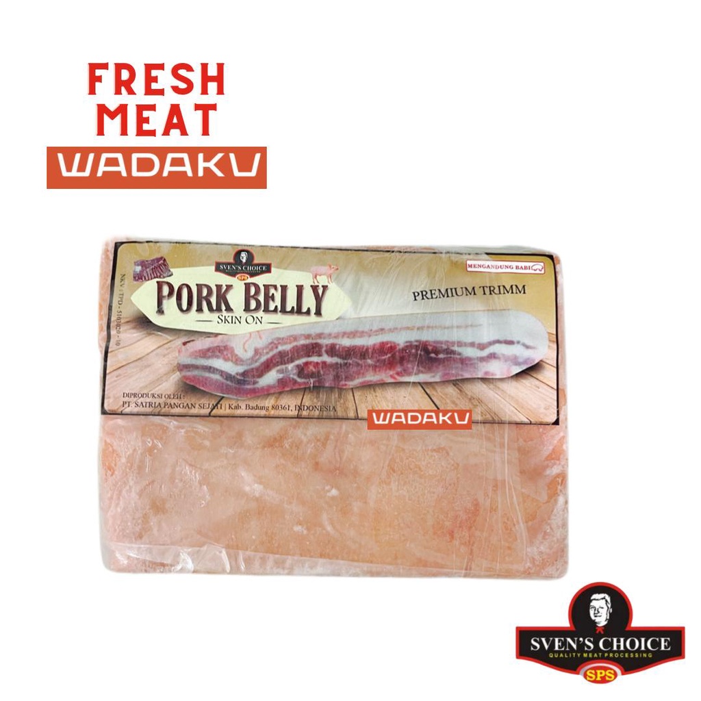 

Pork Belly Skin On Square Cut Sven's Choice berat 1 -1,3 kilogram