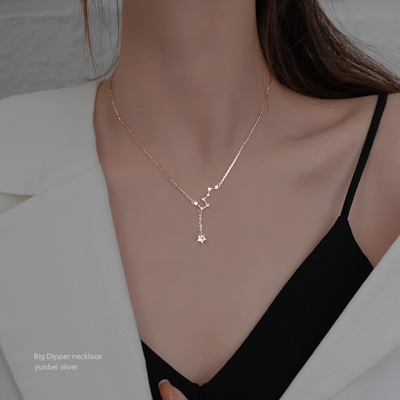 S925 Silver Dipper Rumbai Bintang Kalung Ornamen Hadiah Hari Valentine