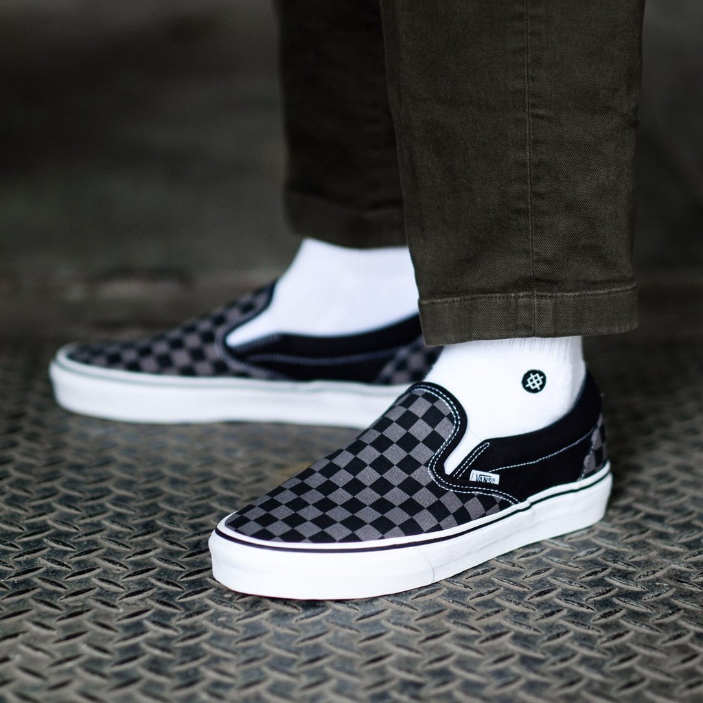 [BNIB] SNEAKERS VANS SLIP-ON CHECKERBOARD PEWTER SEPATU SKATEBOARD CASUAL SPORTY-3