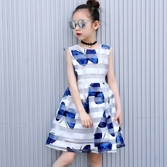 dress fashion import anak garis kupu