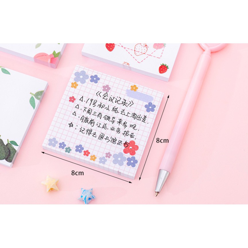 Notes Tempel Sticky Notes Unicorn / Memo Mini Gambar Bunga &amp; Buah / Memo Tempel Kartun Babi Piggy