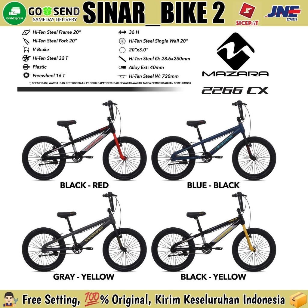 Sepeda Anak BMX MAZARA 2266 CX Ukuran 20 Inch Ban Jumbo 3.0