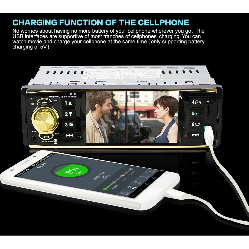 Tape Audio Mobil Bluetooth USB AUX FM Radio 4.1 Inch Rear View Camera
