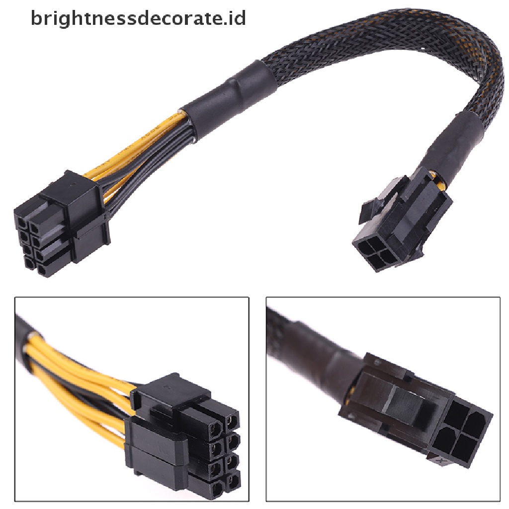 1pc Kabel Adapter Converter Power Cpu 4Pin To 8pin 20cm Untuk Kantor