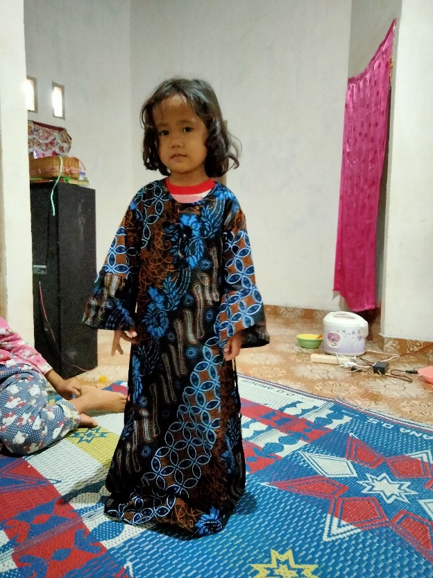 Batik Couple Keluarga Sania Ruffle Ori Ndoro Jowi Dnt Seno Biru