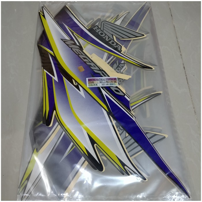 Stiker Bodi &amp; Lis Body &amp; Striping Megapro 2008 Cw Hitam Biru