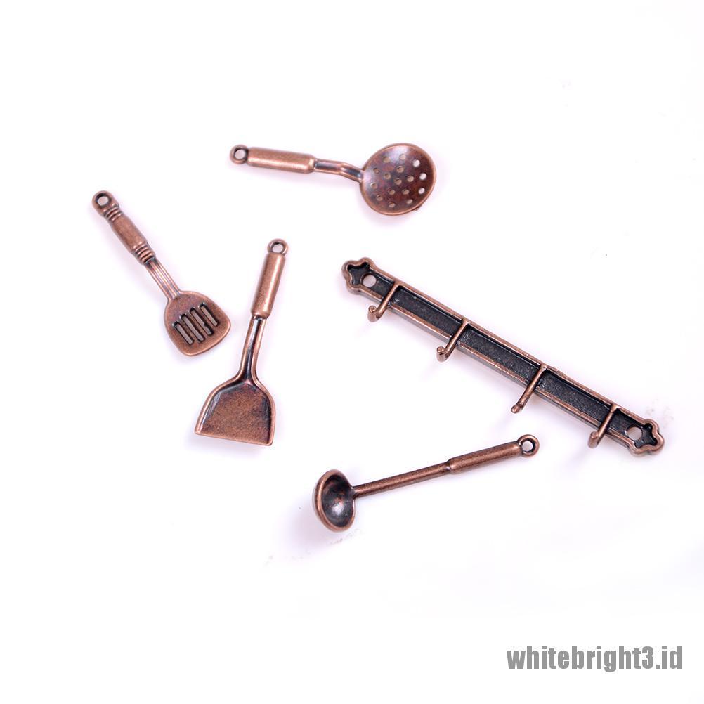 (white3) 5pcs / Set Mainan Miniatur Peralatan Dapur Bahan Metal Untuk Aksesoris Rumah Boneka 1: 12