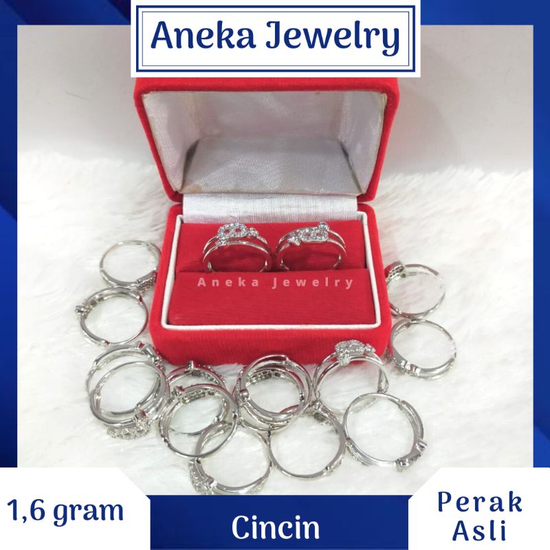 Cincin Ukir Mata2, Perak 925, Sepuh Emas Putih