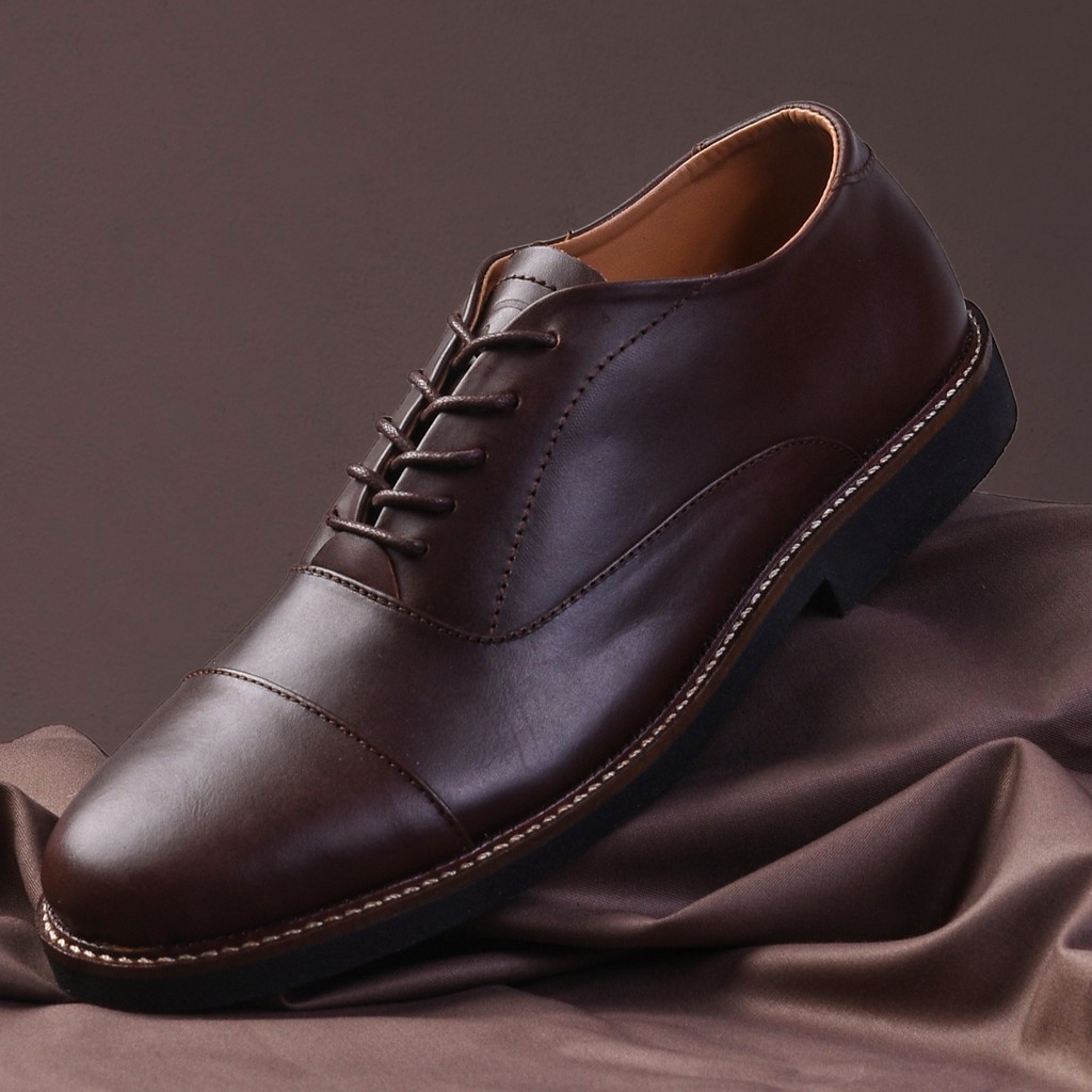 Oxford Brown | Sepatu Kulit Vintage Klasik Pria Cowok Derby Formal Original Footwear | FORIND Kenzio