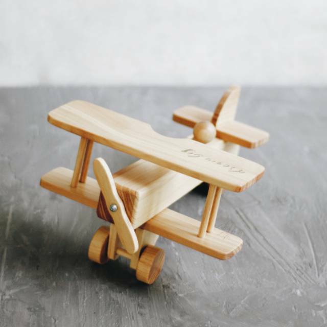 Classic Plane with Peg Dolls Wooden Toys Pesawat Kayu 