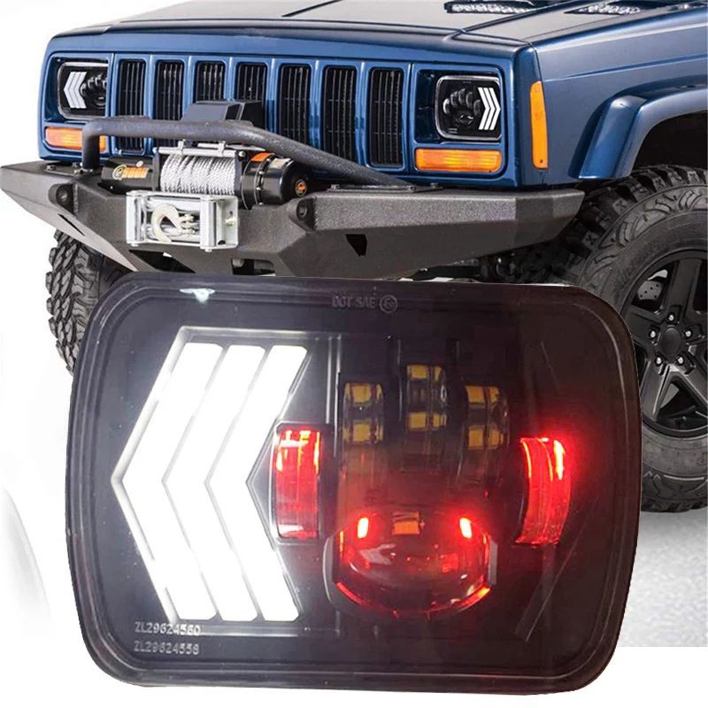 LAMPU LED HEAD LAMP KOTAK 5x7 INCH PANAH TIGA SEIN RUNNING TAFT ROCKY L300 CHEROKE FEROZA