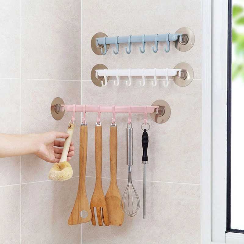 TG-DA Outer Rak Gantungan Peralatan Dapur 6 Hole Adhesive Hook - Ou007