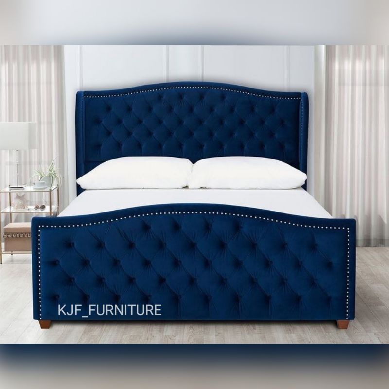 tempat tidur mewah dipan minimalis dewasa full jok bahan bludru 180x200