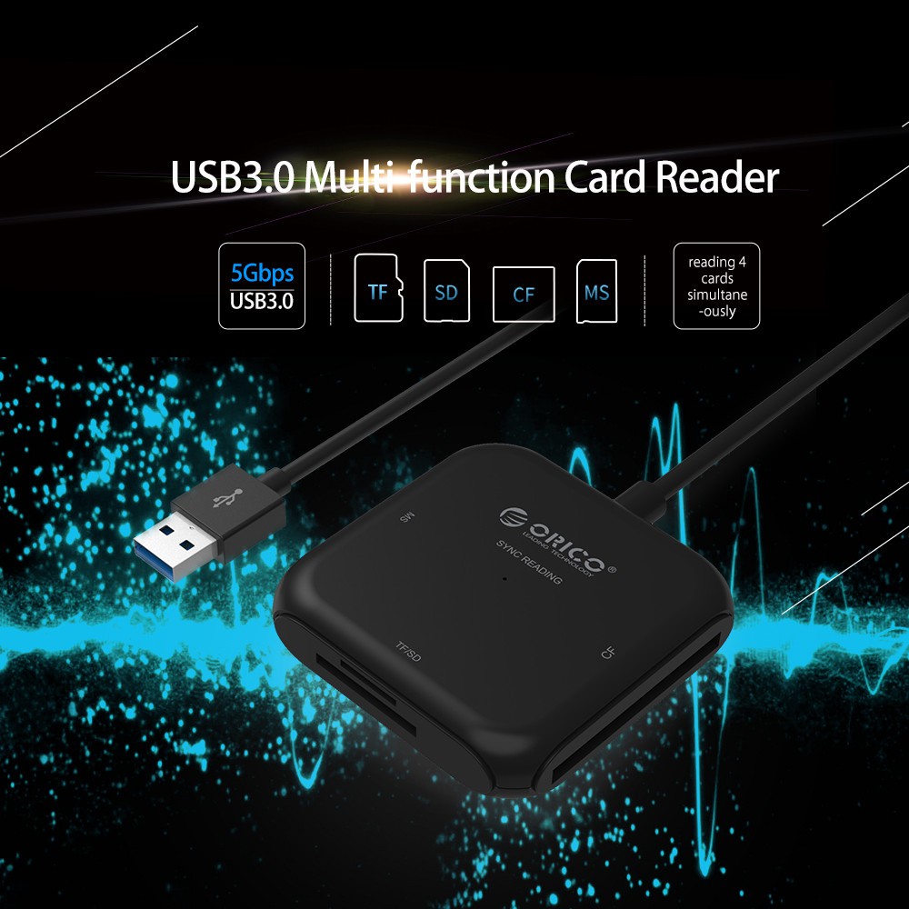 Card reader orico tf sd cf ms simultaneously usb 3.0 5Gbps 4in1 up 2TB crs31a-03 - Pembaca kartu memory crs31