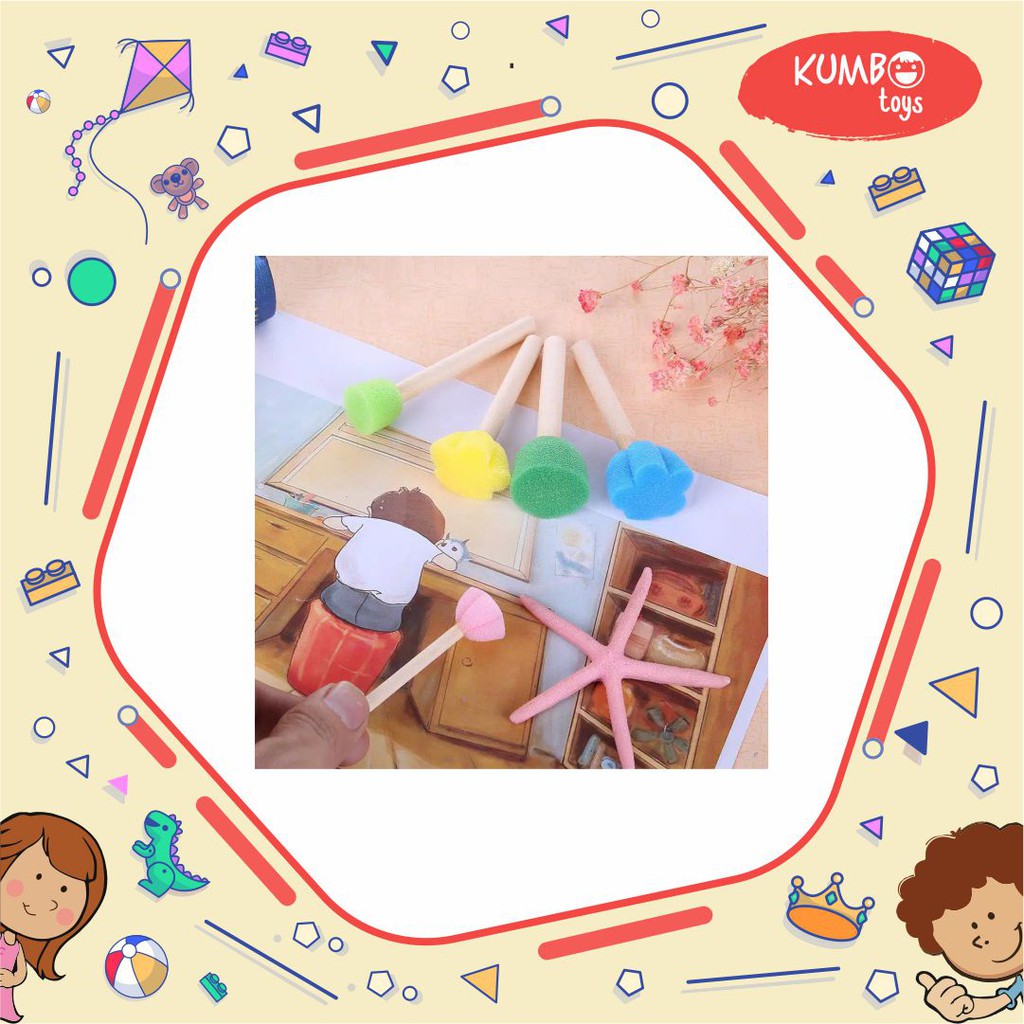 Sponge Stamp Flower&amp;Dot Spons Lukis Anak