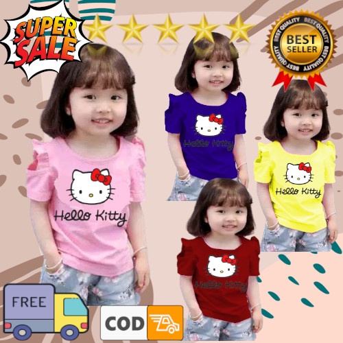 VISION ONLINE-KAOS BAJU P271 HK SABRINA KERUT ANAK PEREMPUAN 1 2 3 TAHUN MURAH KEKINIAN LUCU KOREA