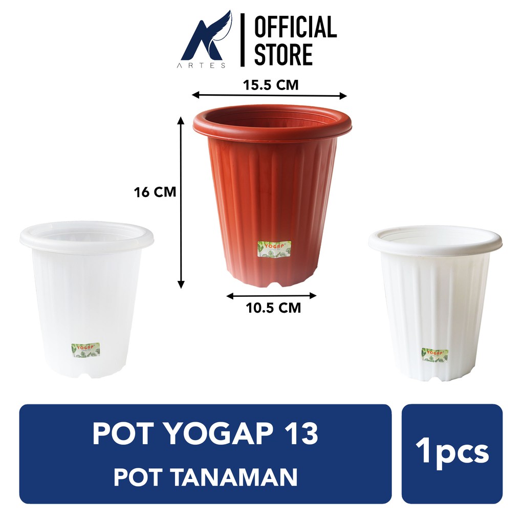 YOGAP POT 13 Plastik Tanaman Hias-Bunga-Daun-Sukulen-Kaktus Diameter 15 cm Coklat-Putih-Bening