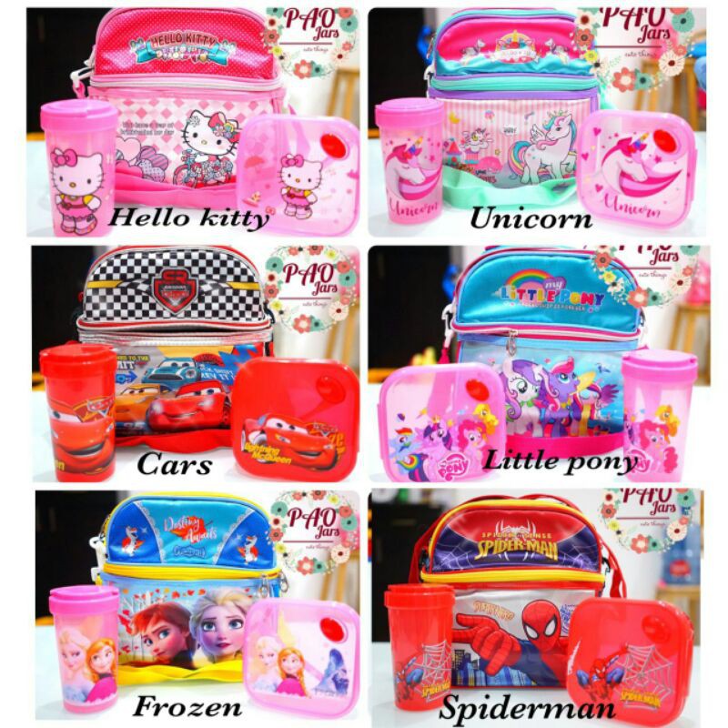 set makan sekolah termurah / set bekal karakter pony / tempat makan set sekolah anak