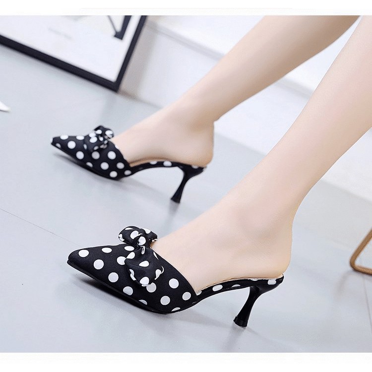 Sandal High Heels Polkadot | Sendal Hak Tinggi Cewek Import Fashion Korea Perempuan Terbaru SH-006