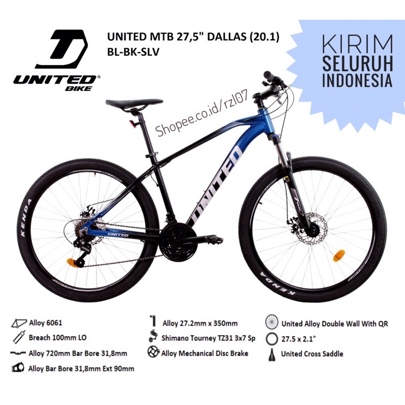 SEPEDA MTB 27.5 United Dallas Alloy EDISI 2022 TERBARU SEPEDA GUNUNG