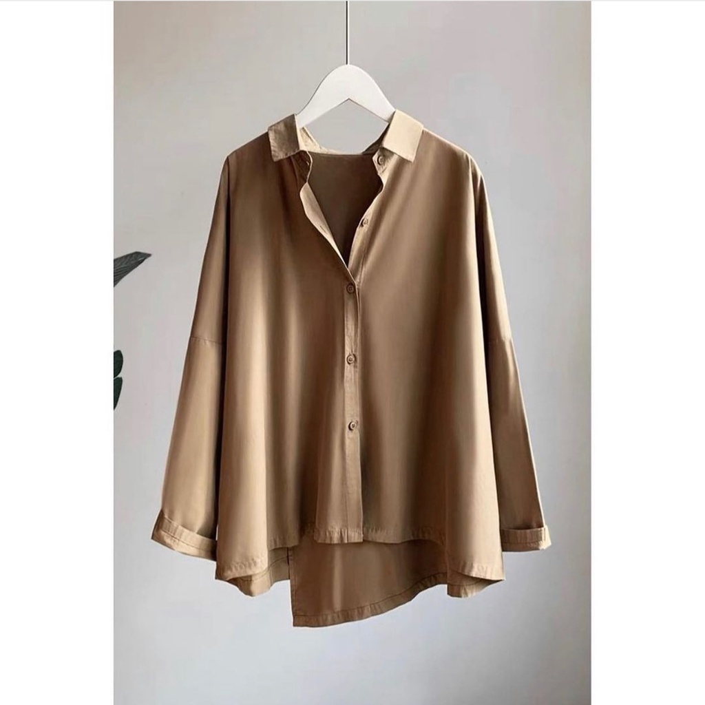 BISA COD / GLEEN TOP BAJU ATASAN KEMEJA WANITA / KEMEJA WANITA CASUAL POLOS JUMBO FORMAL IMPORT-1