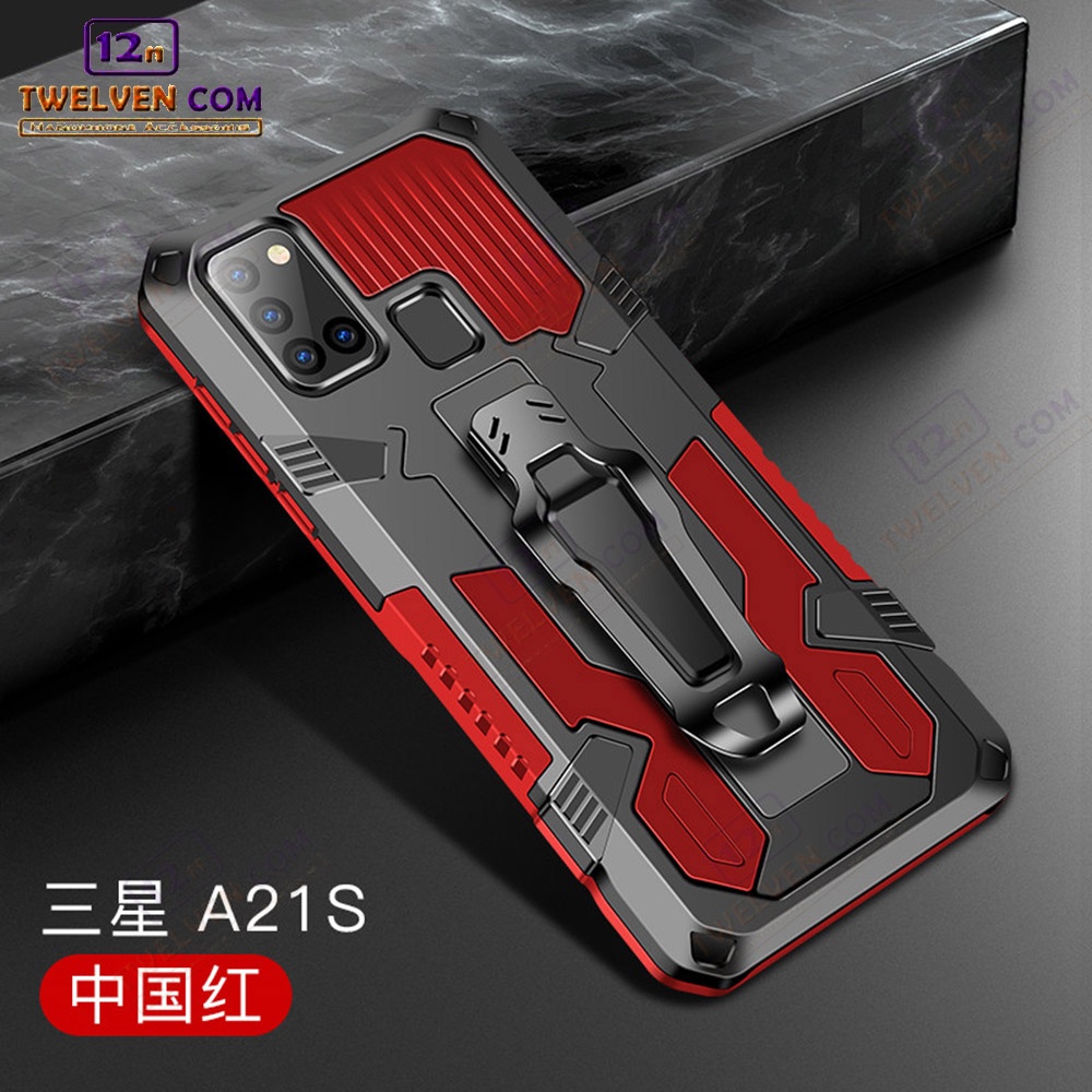 Case Shockproof Samsung A21s Armor Hardcase Stand Clip